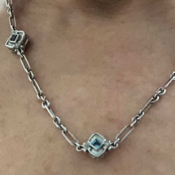 Sterling silver amethyst and blue topaz necklace - Picture 4 of 8